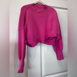 Free People Fuchsia easy street relaxed sweater small